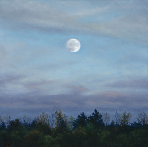 November Moon, 10" x 10", oil on canvas | Available via George Billis Gallery        